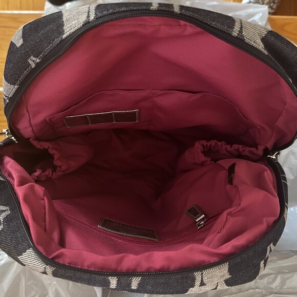 Coach Signature Denim & Silver Stripe Poppy Backpack - Picture 2 of 6